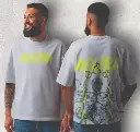 Asura Men'S Funky Print Oversize Round Grey Trendy Polyester Tshirts