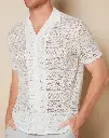 White textured self design casual shirt
