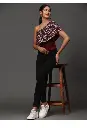 Casual Floral Print Women Purple Top