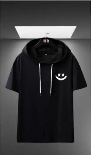 Printed, Solid Men Black T-Shirt