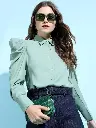 Tokyo Talkies Casual Solid Women Green Top