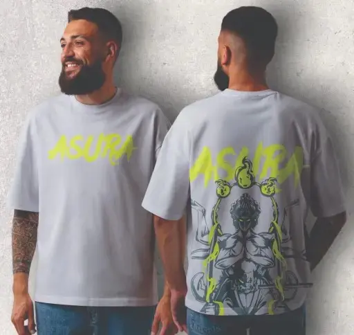 Asura Men'S Funky Print Oversize Round Grey Trendy Polyester Tshirts