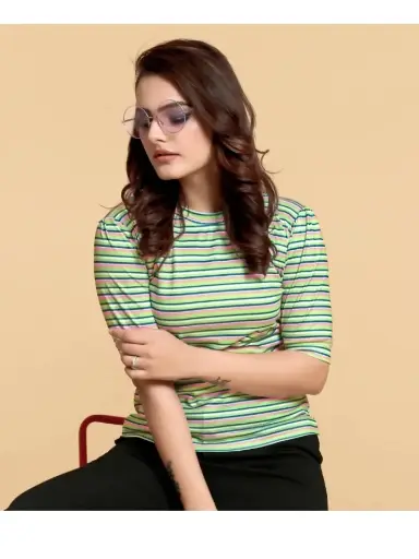 Party Printed Women Green Top