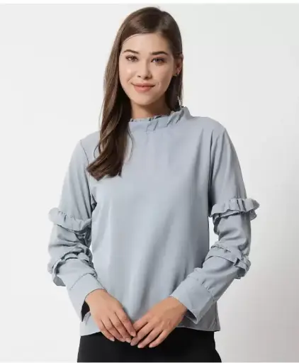 Self Design Women Grey Top