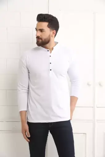 Solid Men White T-Shirt